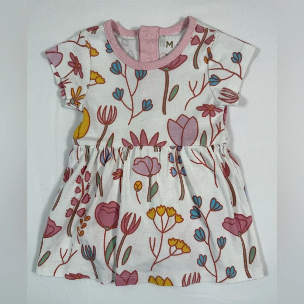 MONICA ANDY Baby Girl Organic Cotton Floral‎ Dress 0-3M Minimal Cottagecore